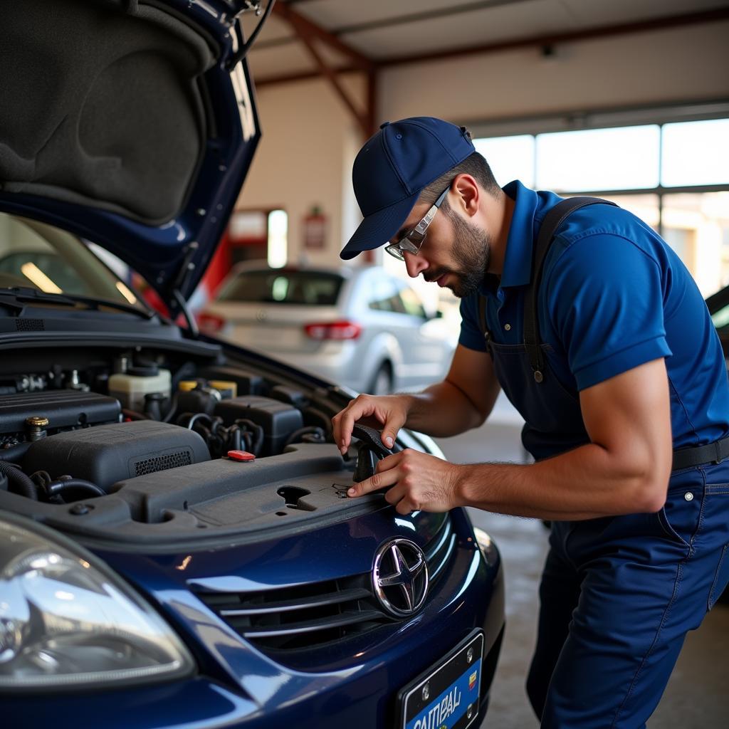 Mechanic working on a car in Mexico