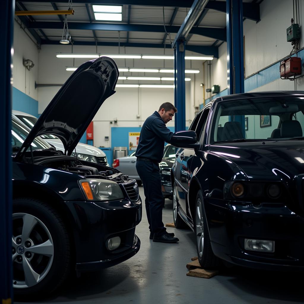 Mechanic Working on a Car on Sunday