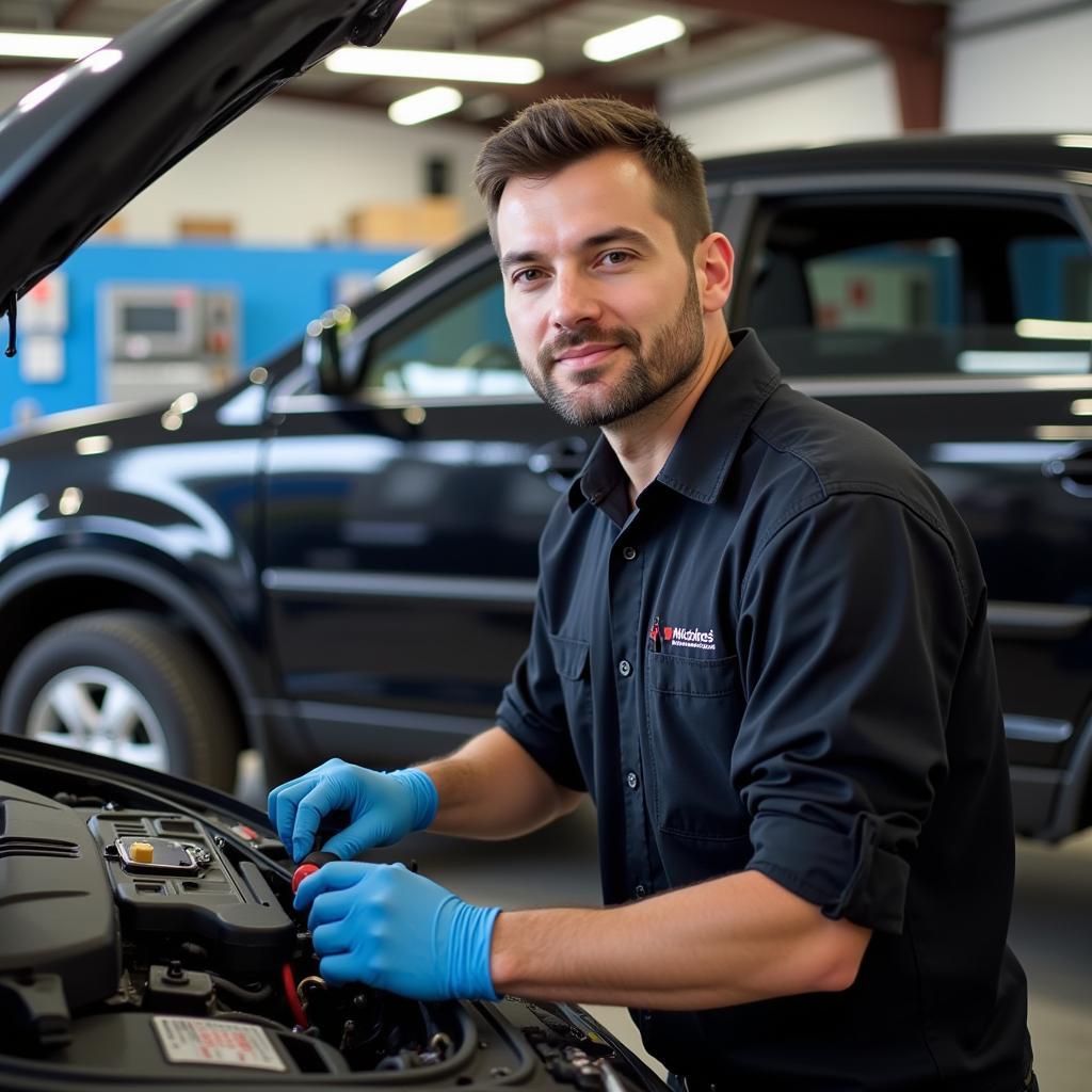 Mechanic Working on a Car at Michael's Auto Services