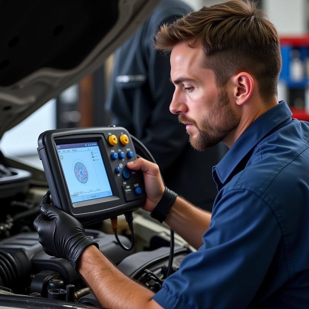 M&K Auto Service Diagnosing Car Problem