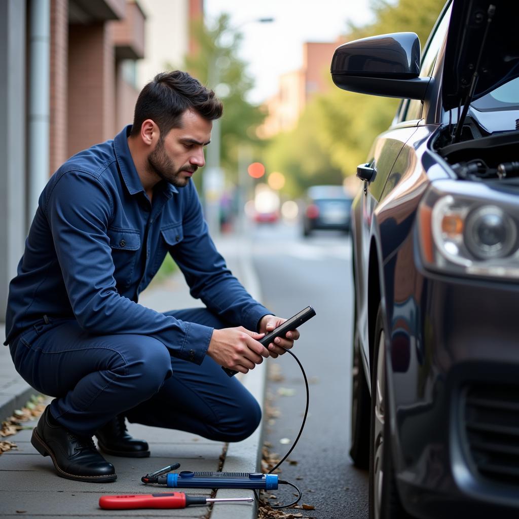 Mobile Auto Electrician Providing Roadside Assistance