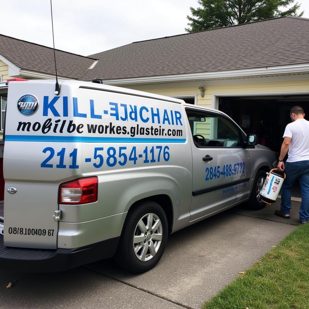 Mobile auto glass repair service van in Worcester County