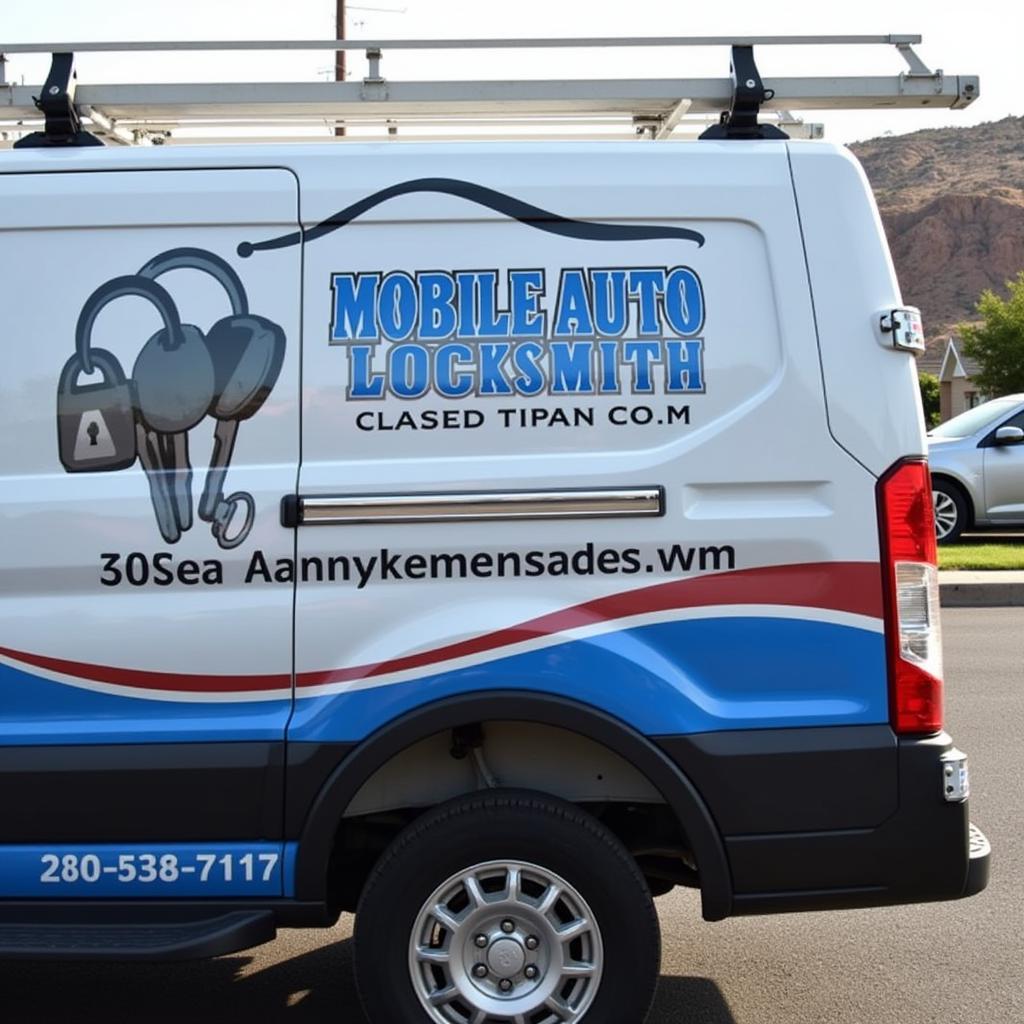 Mobile auto locksmith van parked in Green Valley Ranch