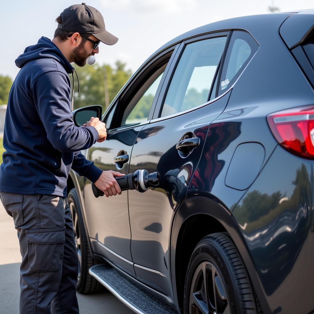 Mobile Car Detailing Professional at Work