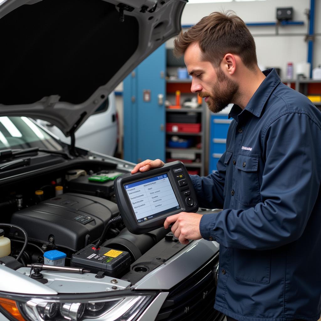 Mobile Mechanic Diagnosing Car Electrical System