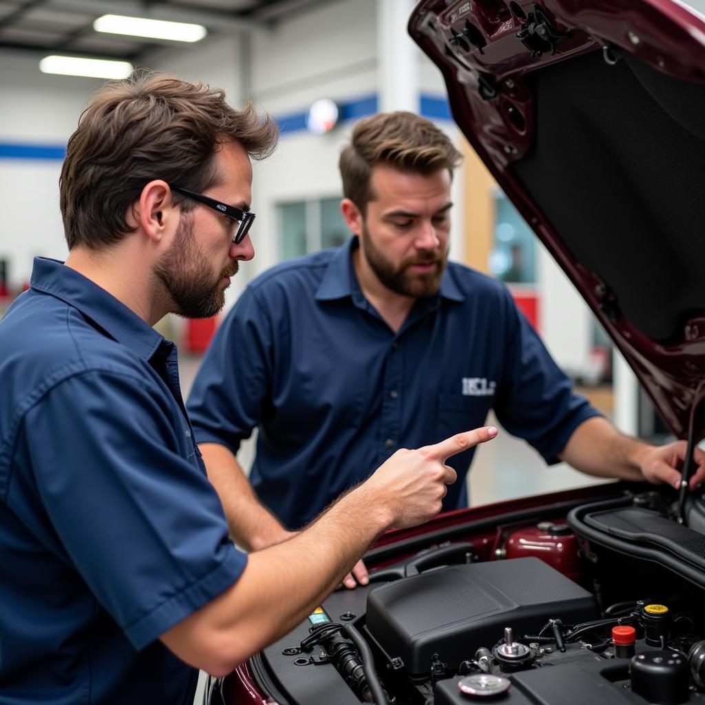 Mobile Mechanic Explaining Repair to Customer