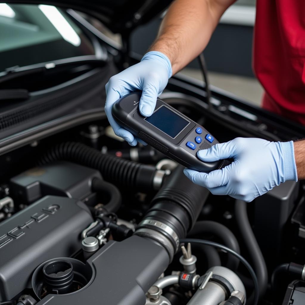 Mobile Mechanic Inspecting a Car Engine