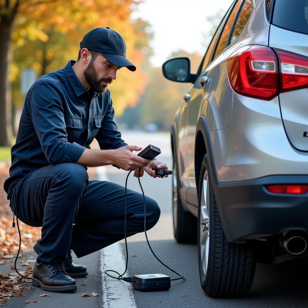 Mobile Mechanic Providing Roadside Assistance