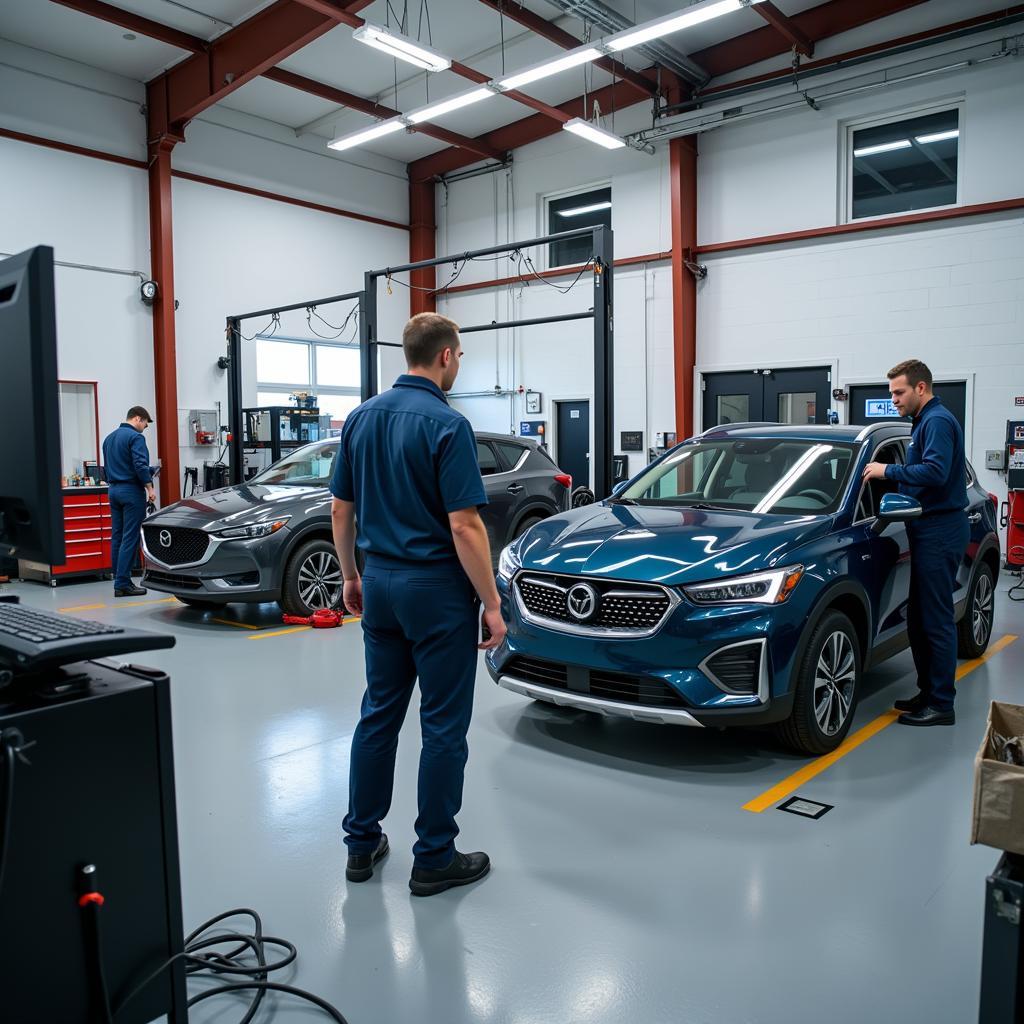 Modern Auto Body Repair Equipment in Use