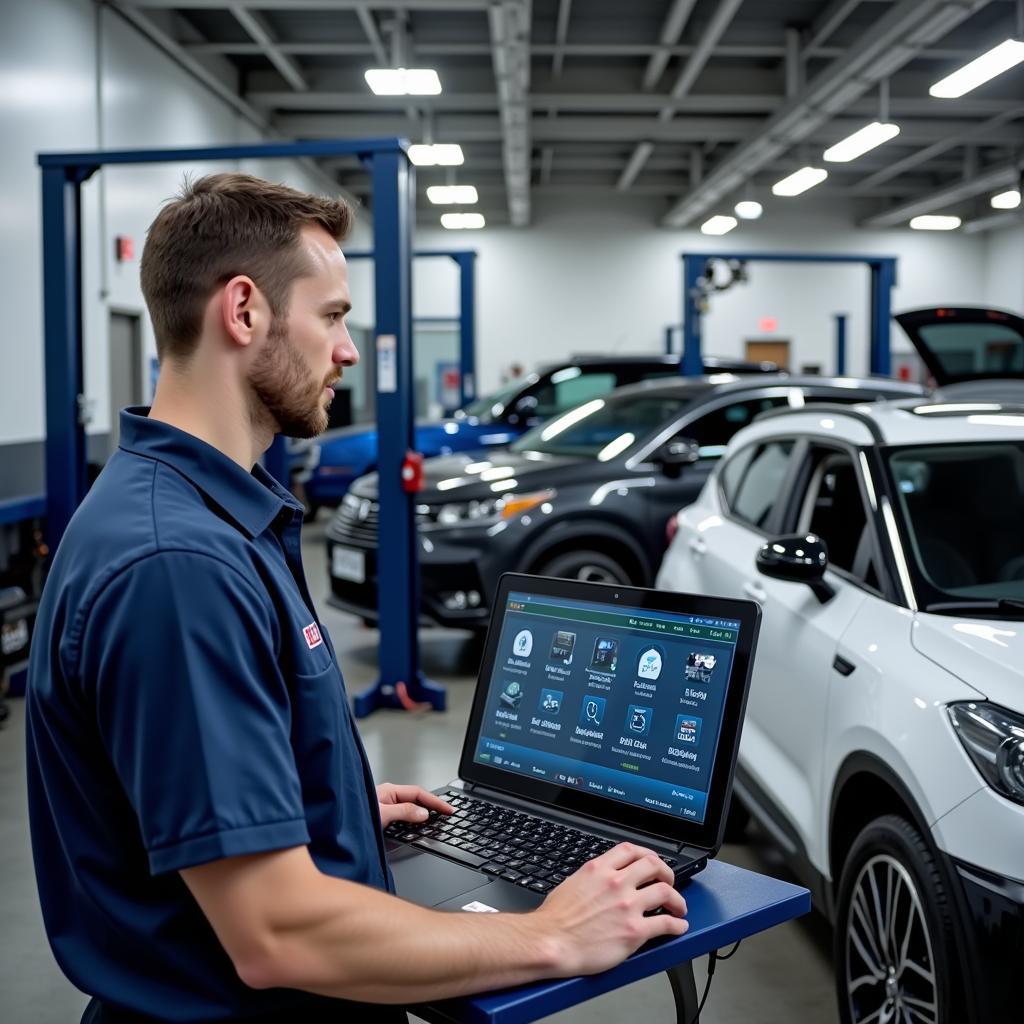 Modern Auto Pro Services Center Equipment with Diagnostic Tools