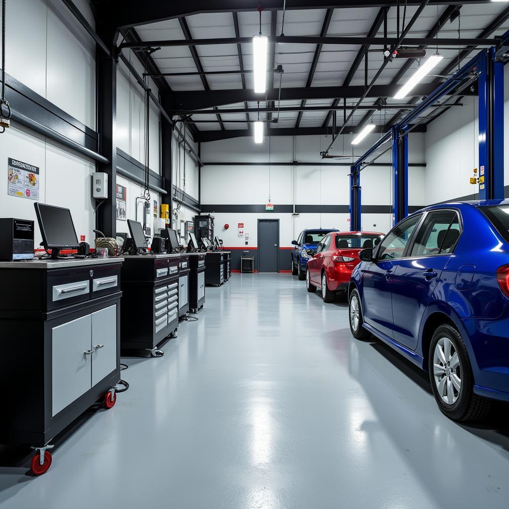 Modern Auto Repair Shop Interior