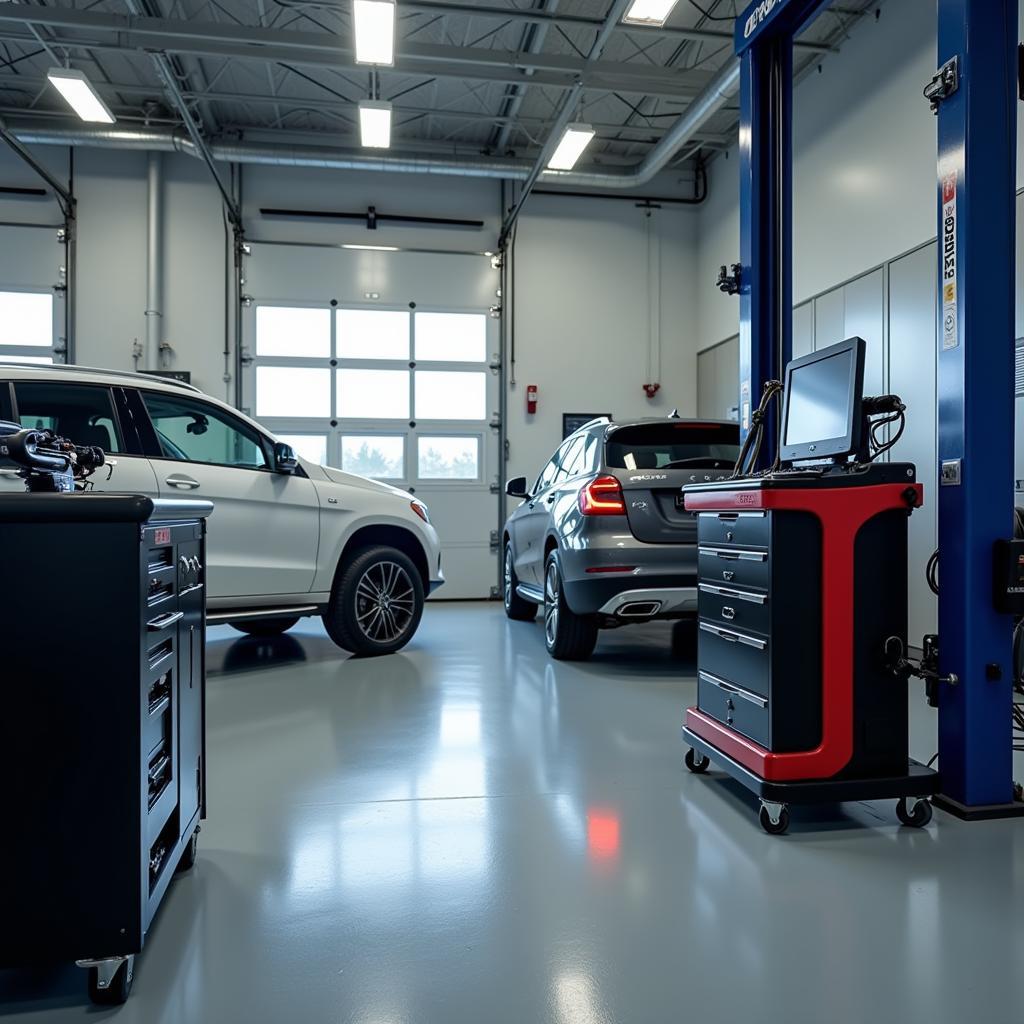 Modern Auto Service Bay with Advanced Equipment