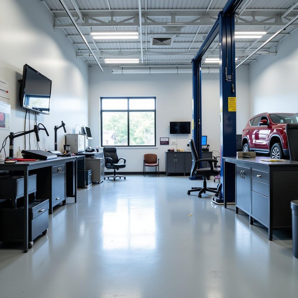 Modern auto service shop interior