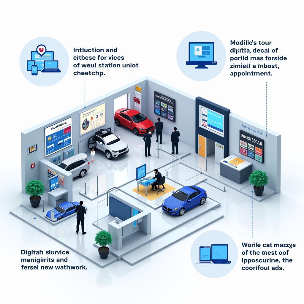 Modern Auto Service Station Floor Plan with Technology Integration