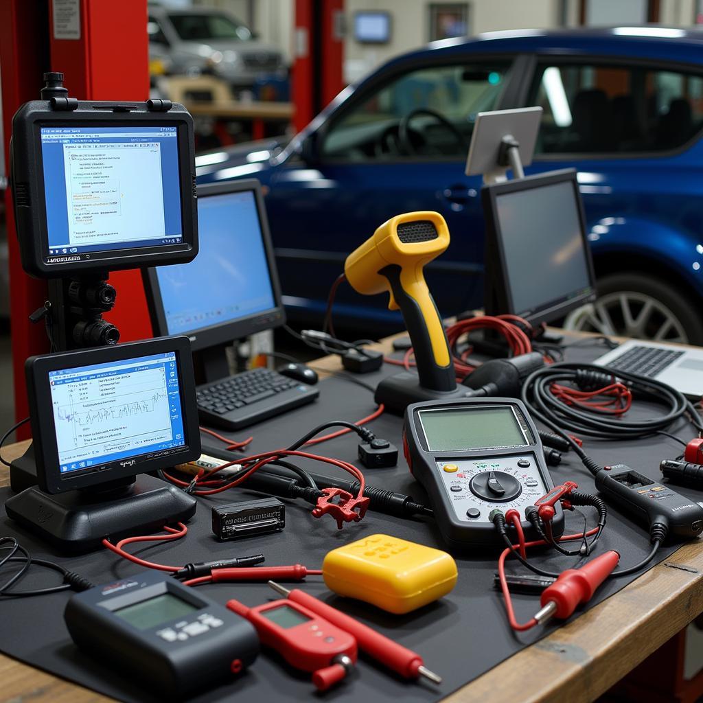 Modern Car Diagnostic Equipment in a Repair Shop