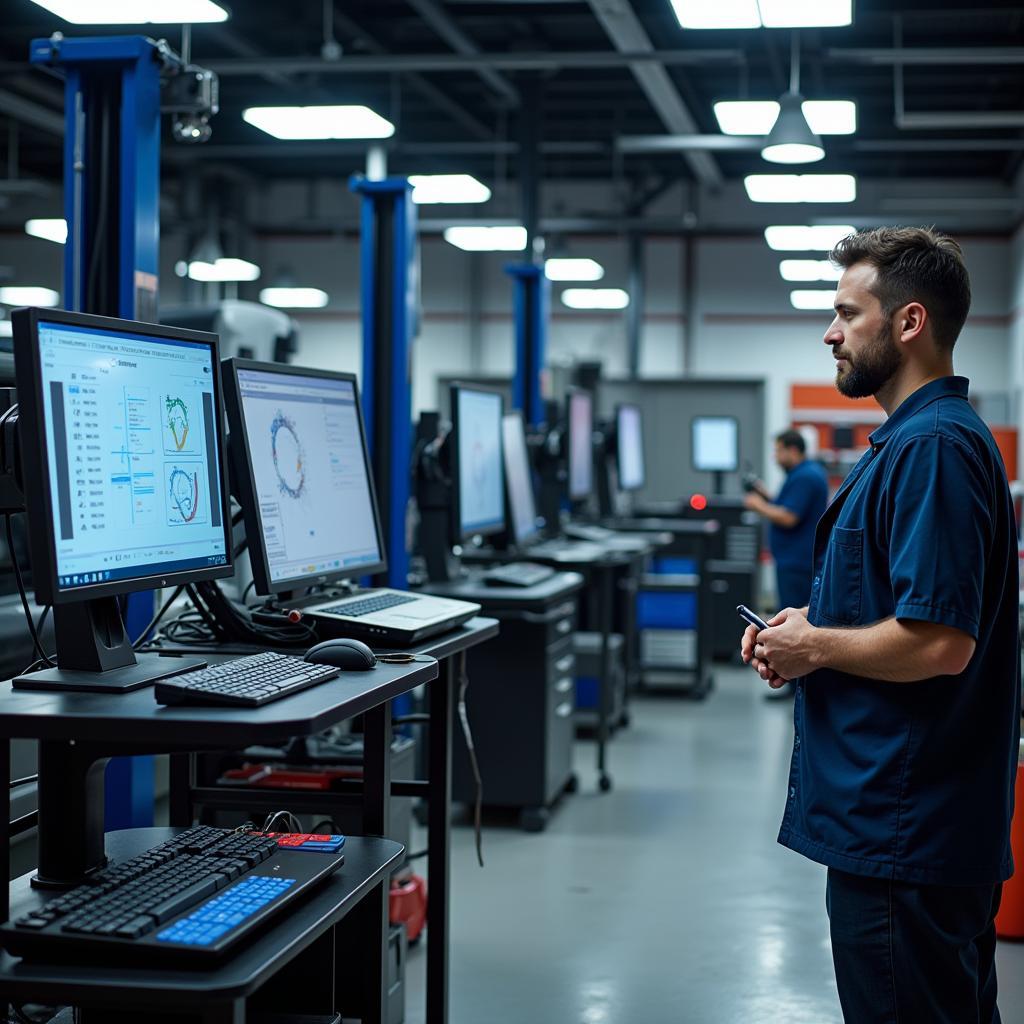 Modern Diagnostic Equipment in an Auto Shop