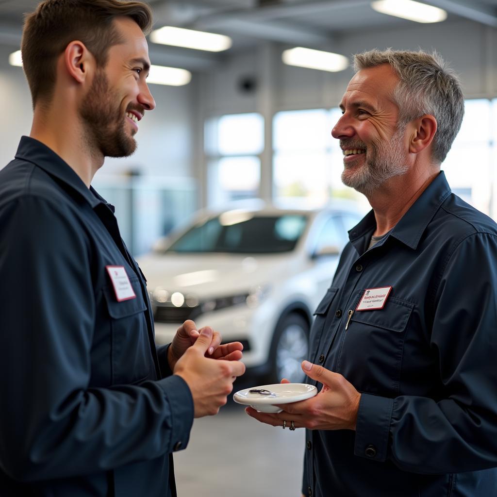 Satisfied Customer Receiving Montiel Auto Service