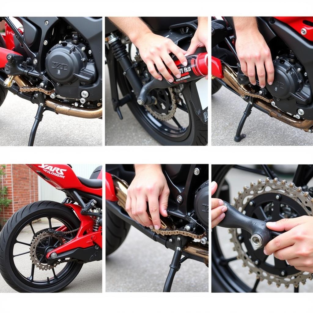 Motorcycle chain lubrication and maintenance