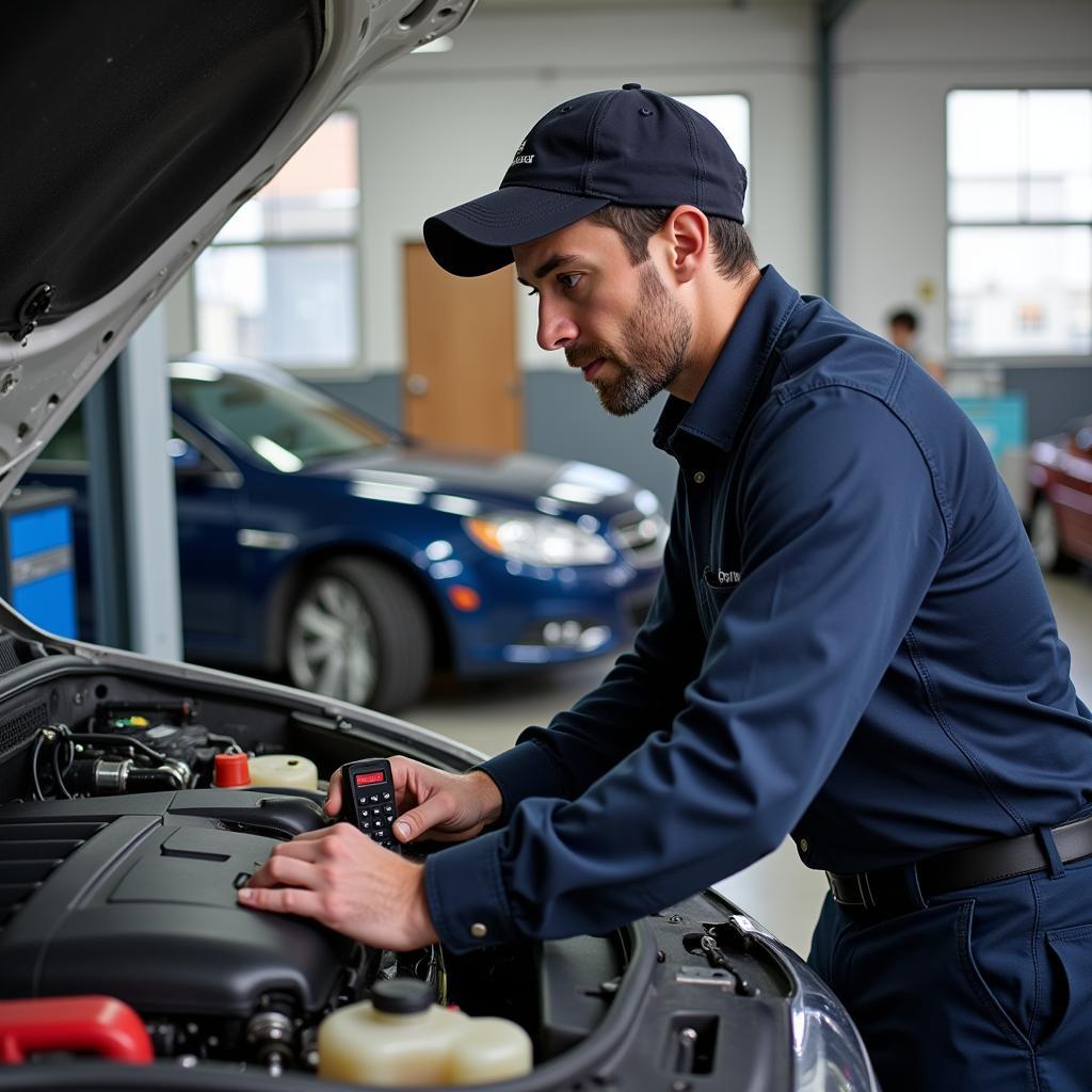 Experienced Technician Working on a Car in a Mount Pleasant Auto Service Center