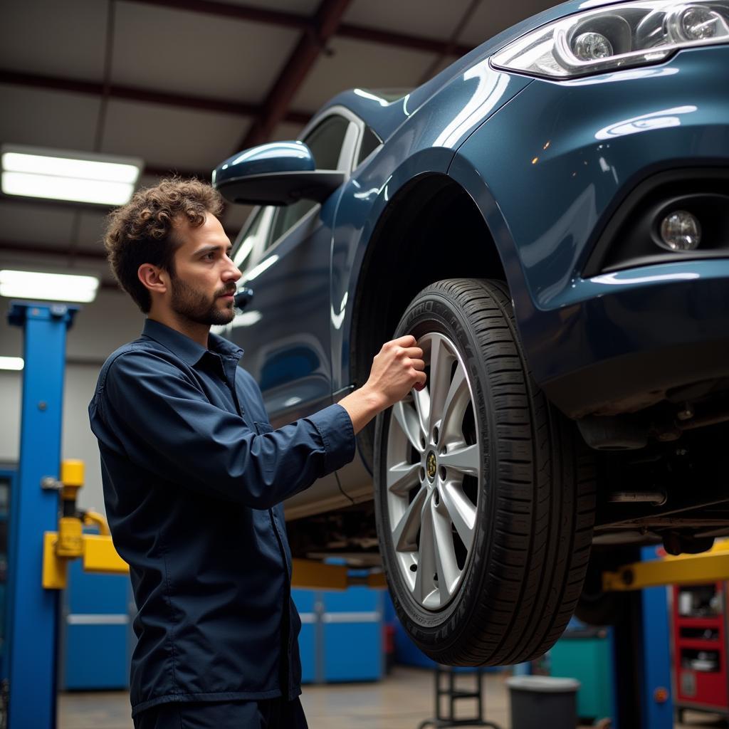 Experienced Technician Working in a Mumbai Auto Service Center