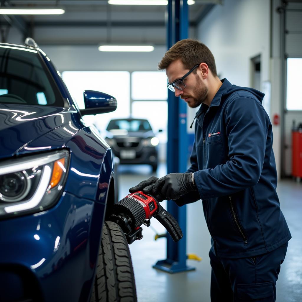 Experienced Technician Working in a Munich Nord Auto Service Bay