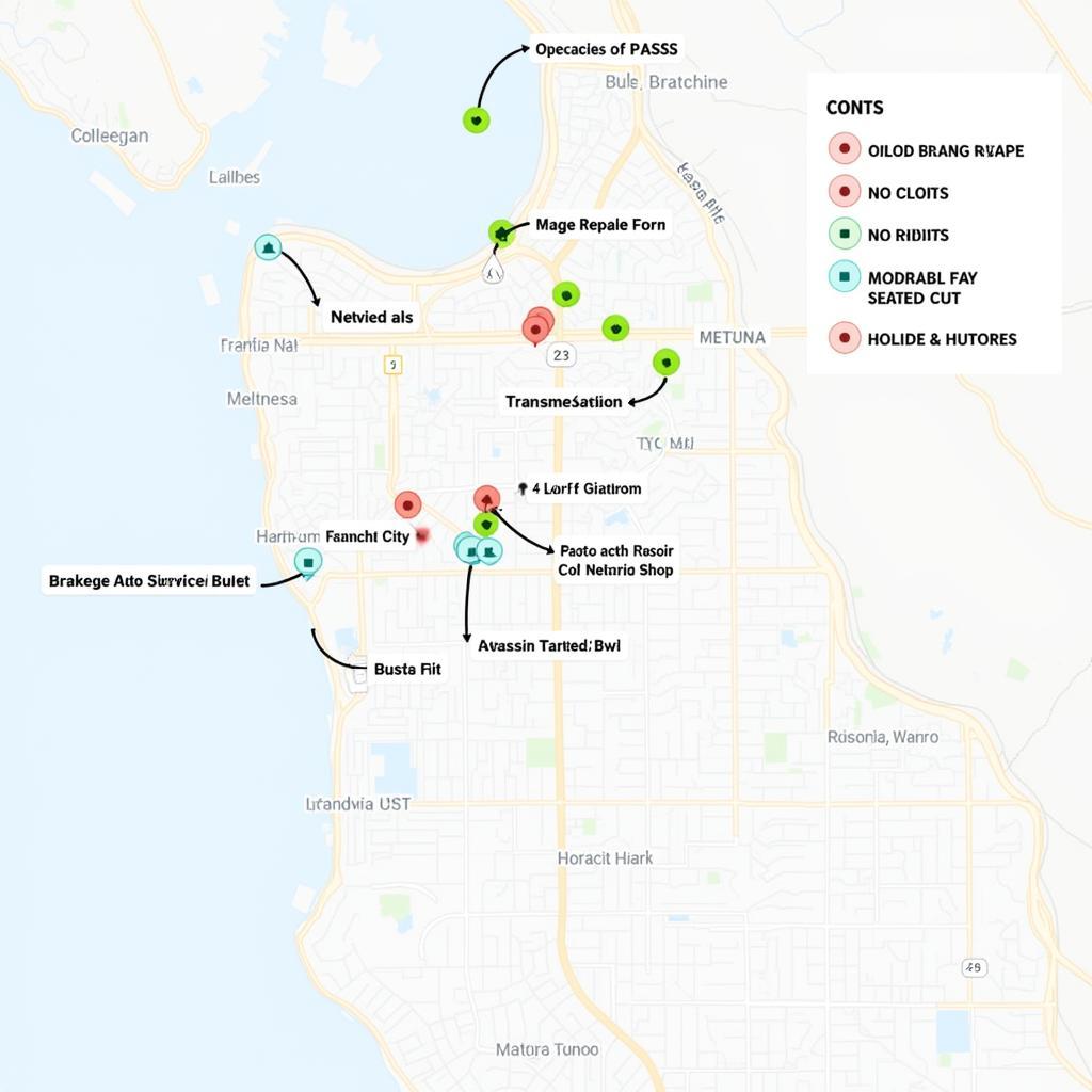 Map of Auto Service Locations in National City