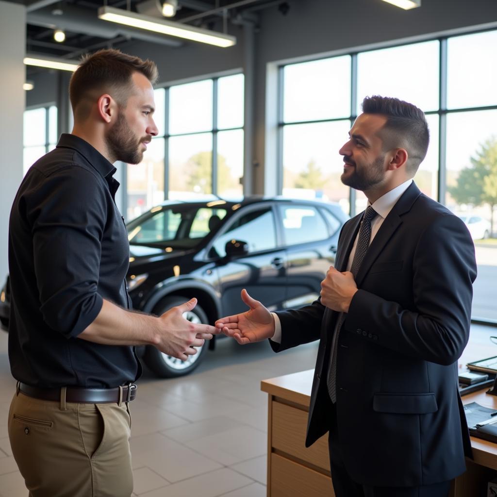 Negotiating Car Price with Salesperson at a Dealership