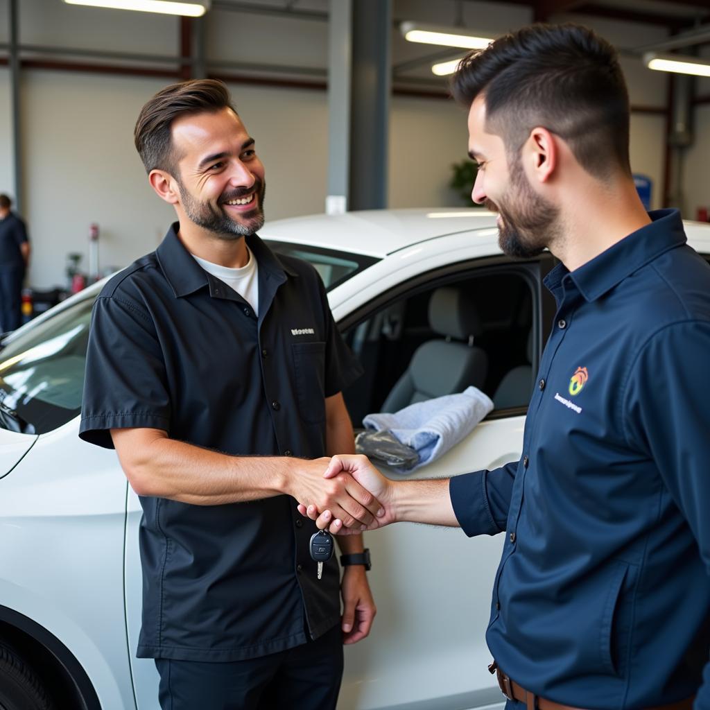 Happy Customer Receiving Car Keys in North Chicago