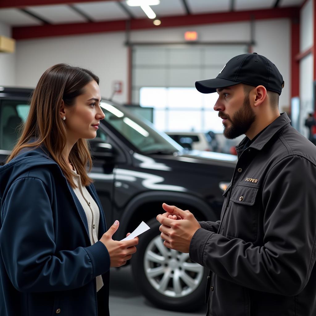 Consulting with an auto repair expert in North Monroe