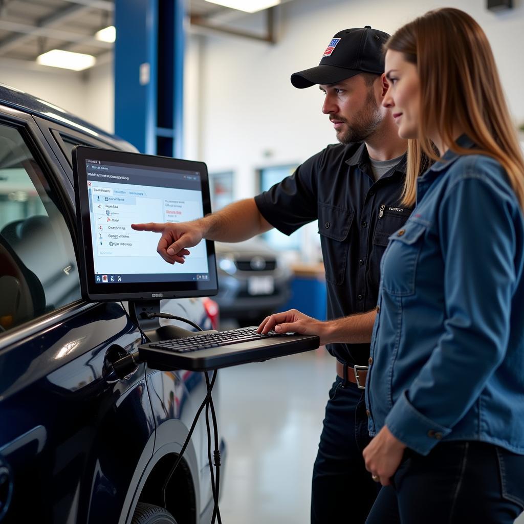 Mechanic diagnosing a car problem in Old Town Tacoma