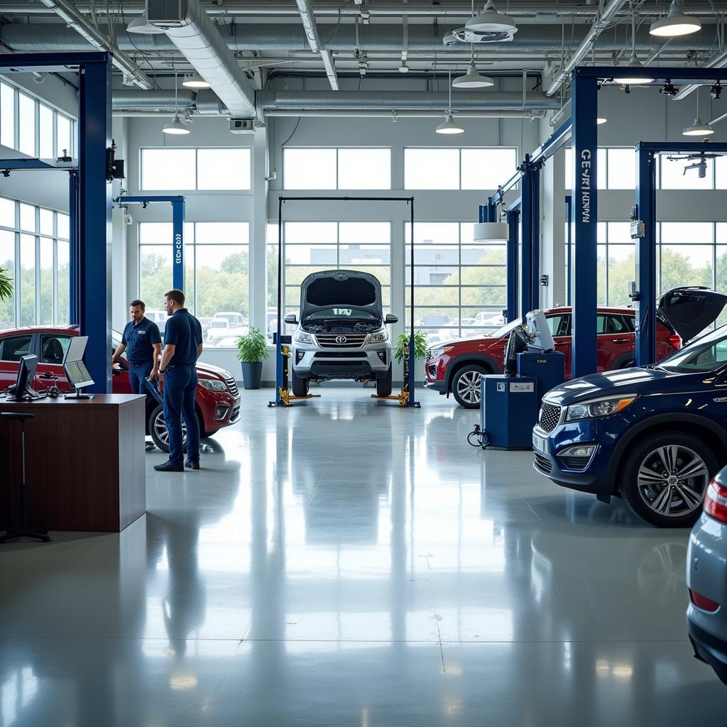 Modern One-Stop Tire & Auto Service Center with Various Bays and Equipment