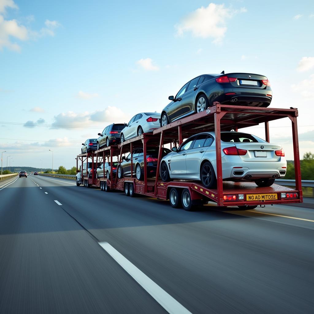 Open Car Transport on a Highway