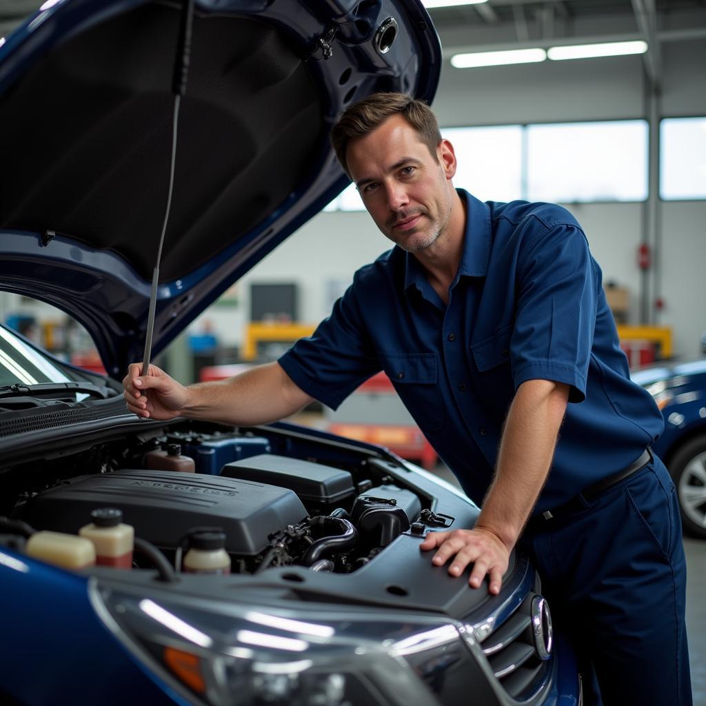 Palmdale Auto Service Technician Working on a Car Engine