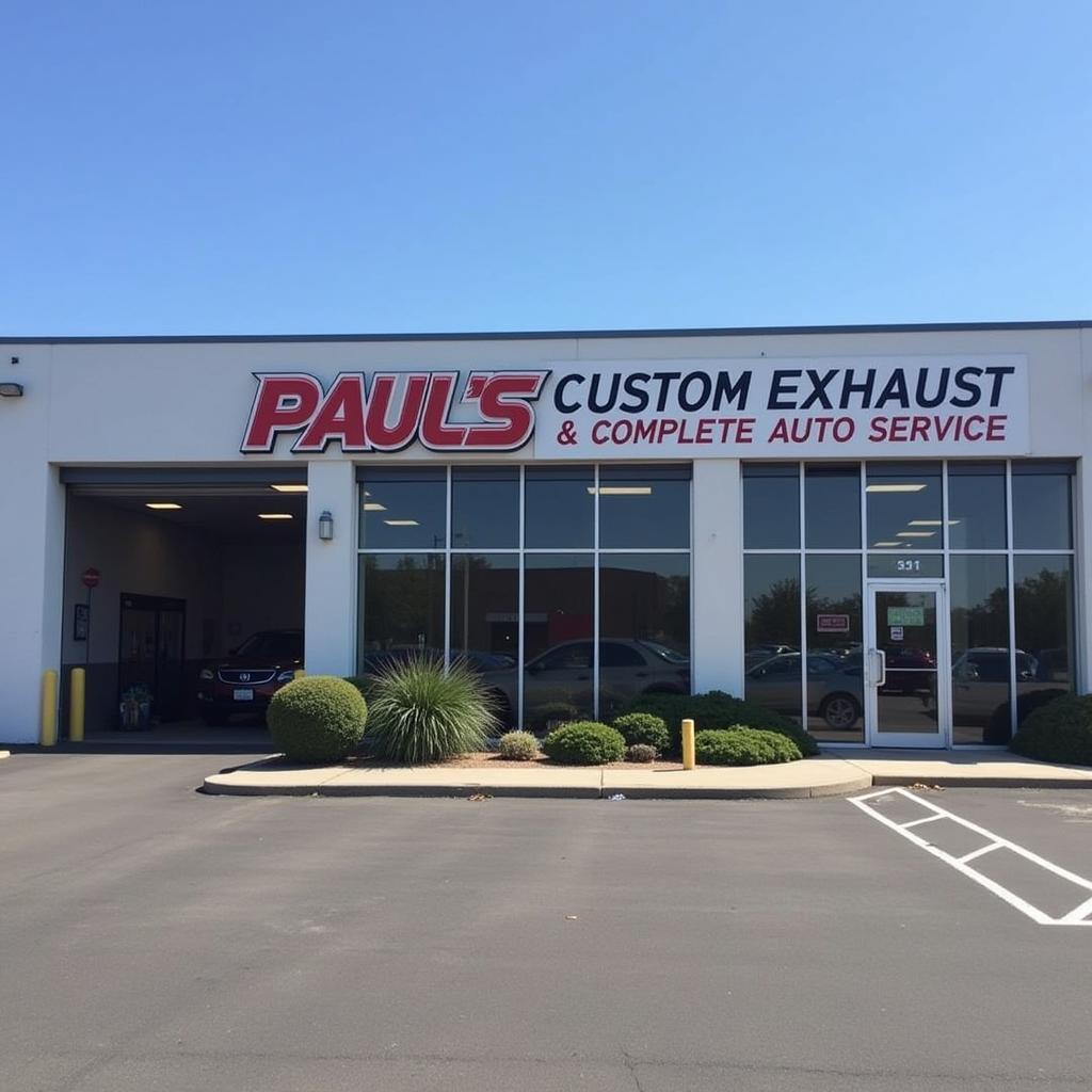 Exterior view of Paul's Custom Exhaust & Complete Auto Service building.