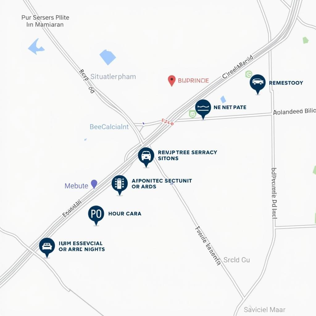 Map of Auto Service Centers on Peachtree Industrial Blvd