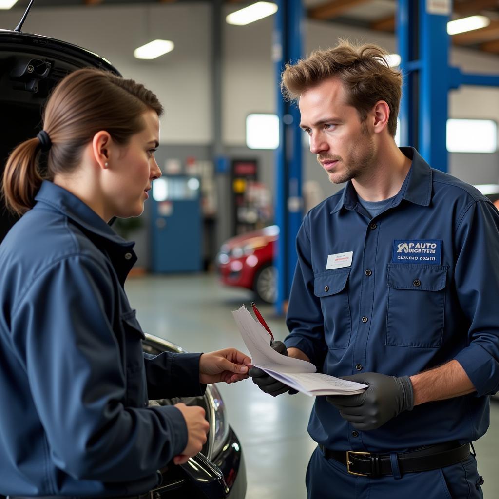 Customer Consulting with an Auto Mechanic in Pensacola