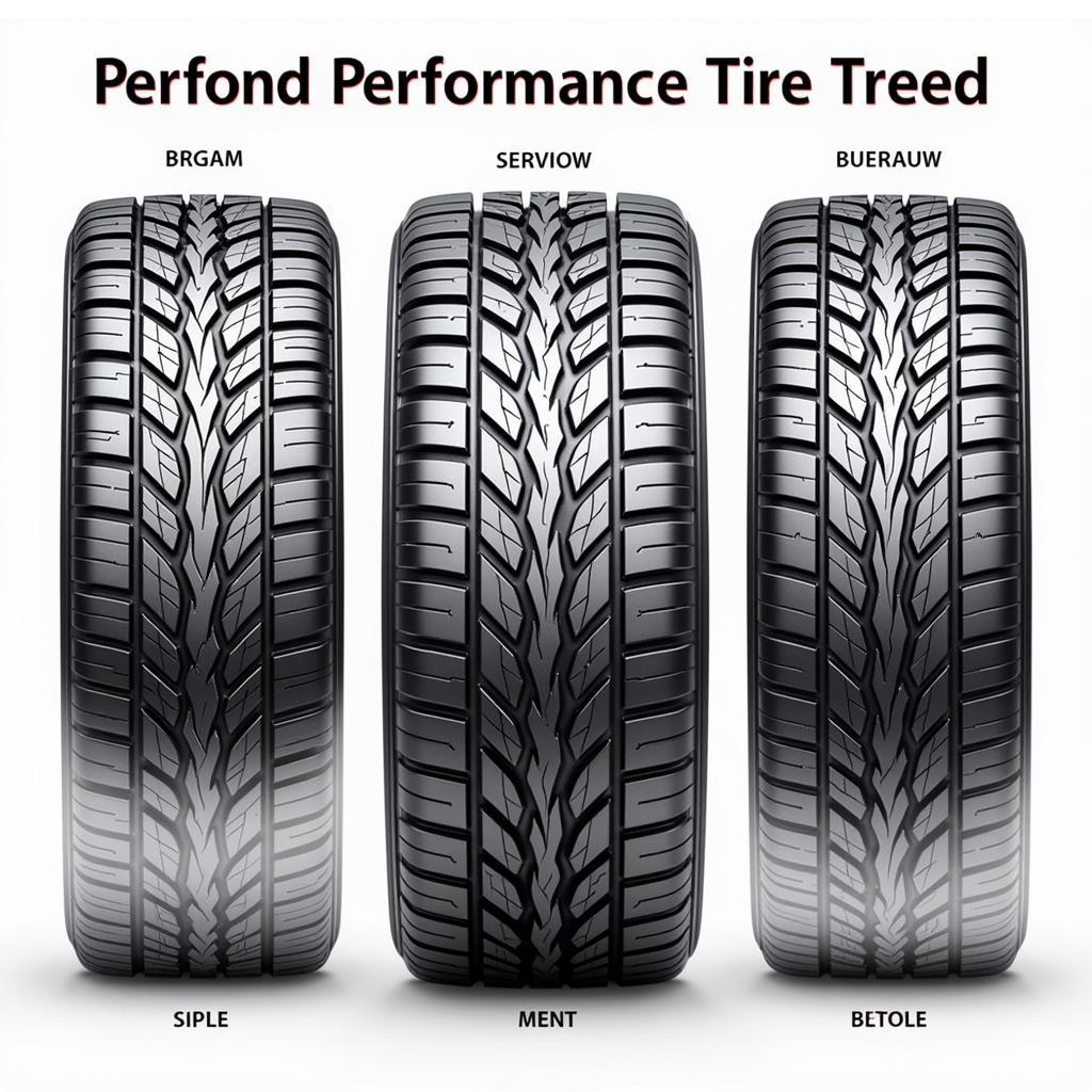 Close-up of different performance tire tread patterns