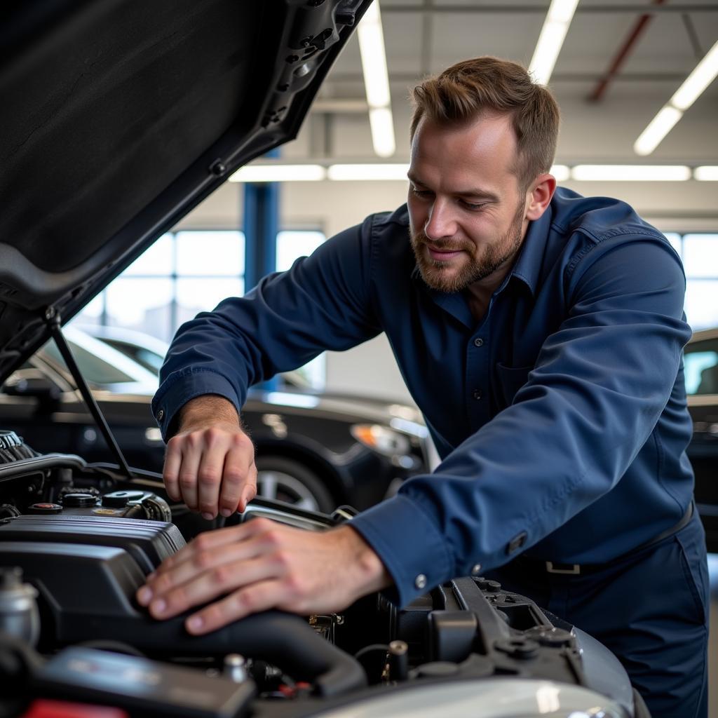 Mechanic Working on a Car at Phibbs Auto Services Knoxville