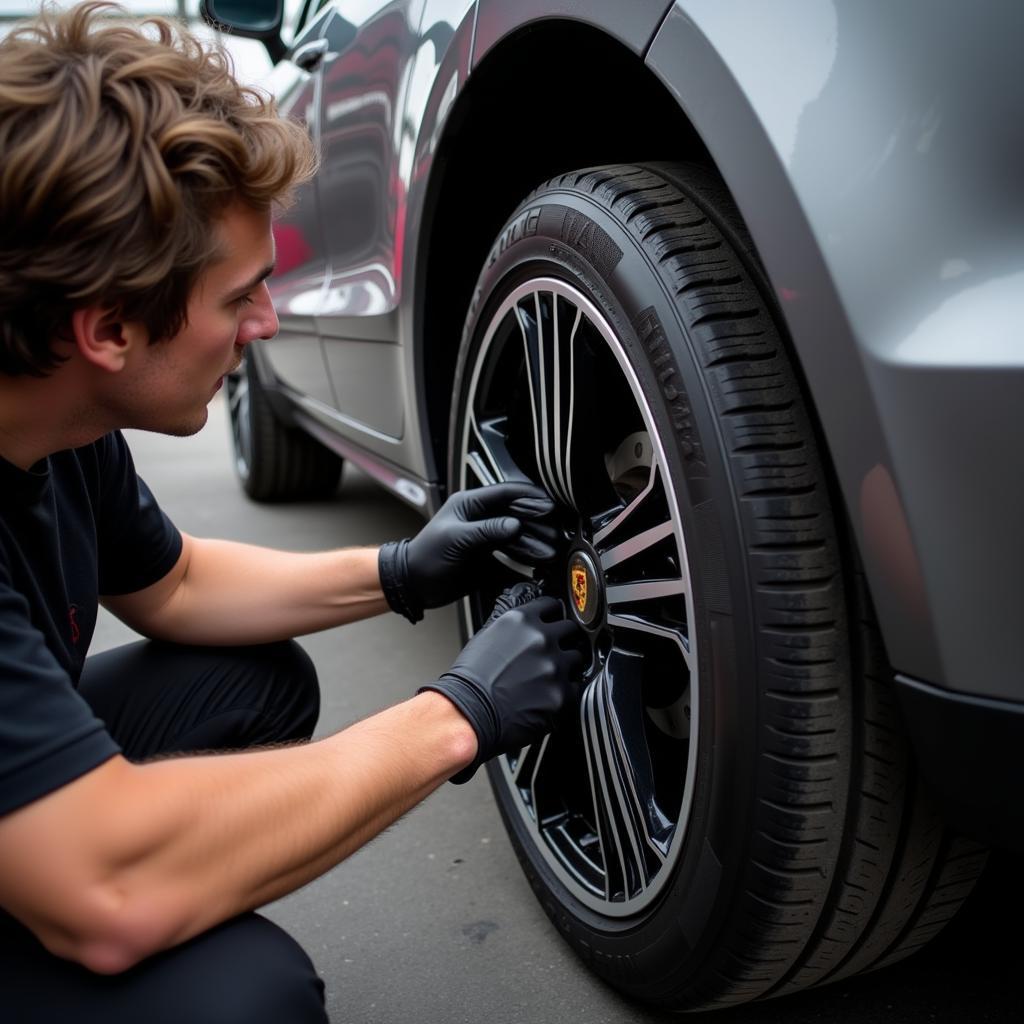 Inspecting Porsche Tires for Wear and Tear