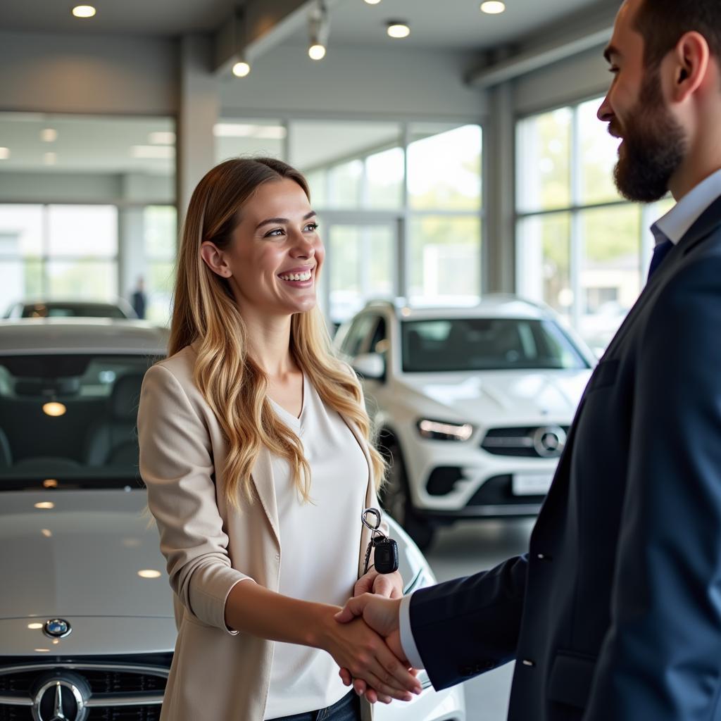 Happy Car Buyer After a Positive Customer Service Experience