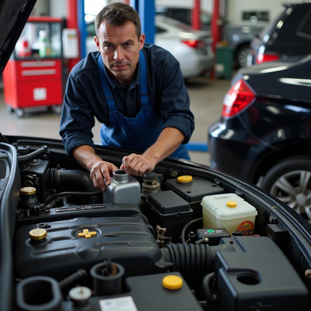 Routine Oil Change being performed in Hickory, NC