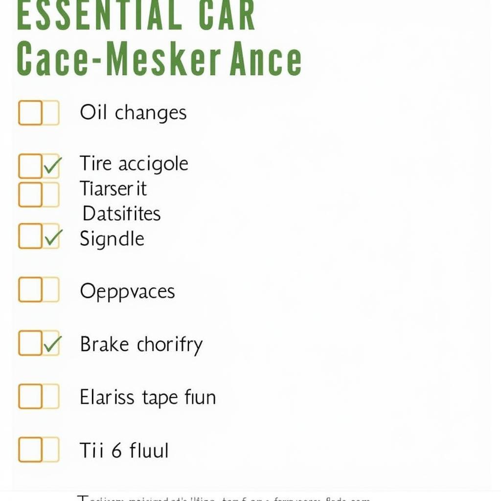 Preventative Car Maintenance Checklist