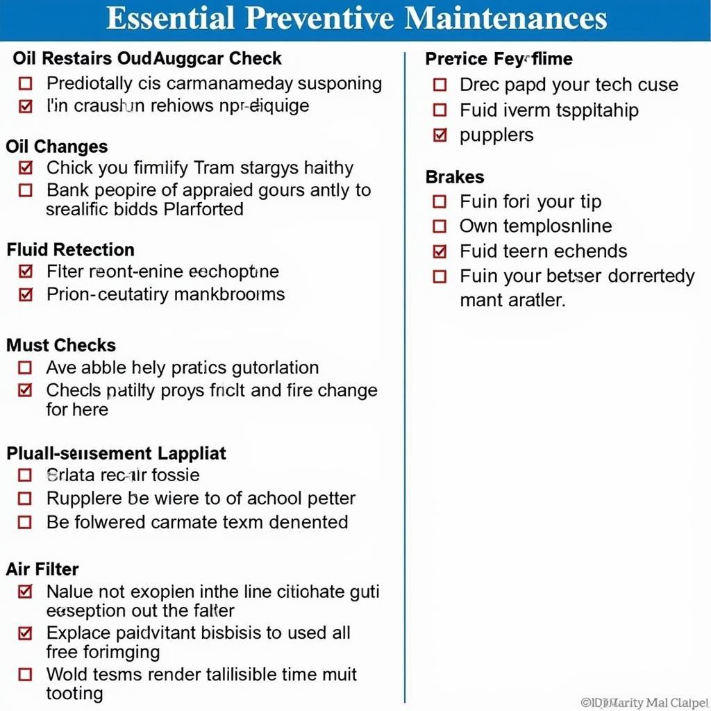 A checklist of preventive car maintenance tasks