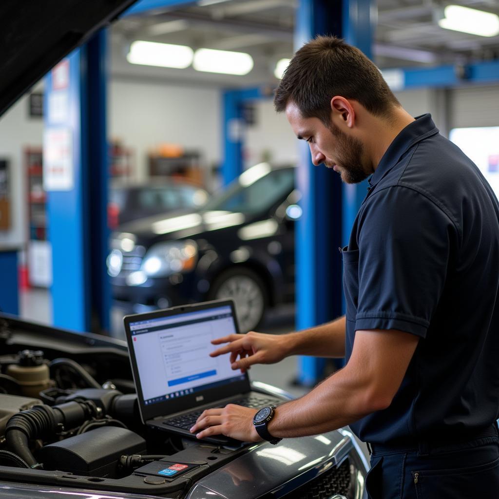 Inside a Professional Auto Service Center with Specialized Equipment