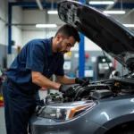 Professional Auto Service Technician at Work