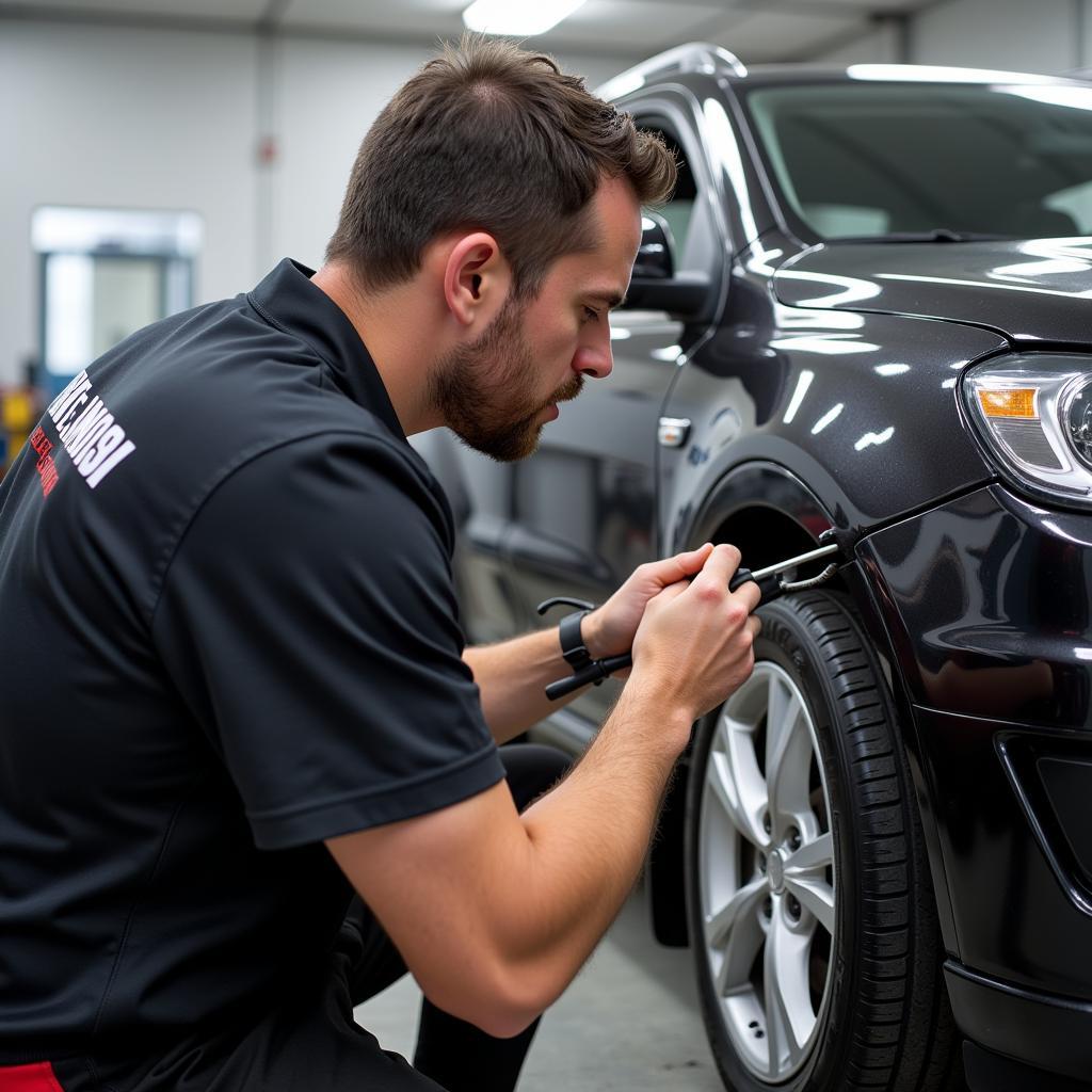 Professional Car Bumper Repair in an Auto Body Shop