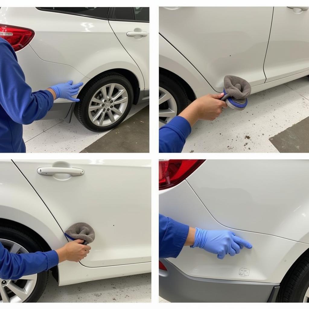 Professional Car Scratch Repair Process: Sanding, Priming, Painting