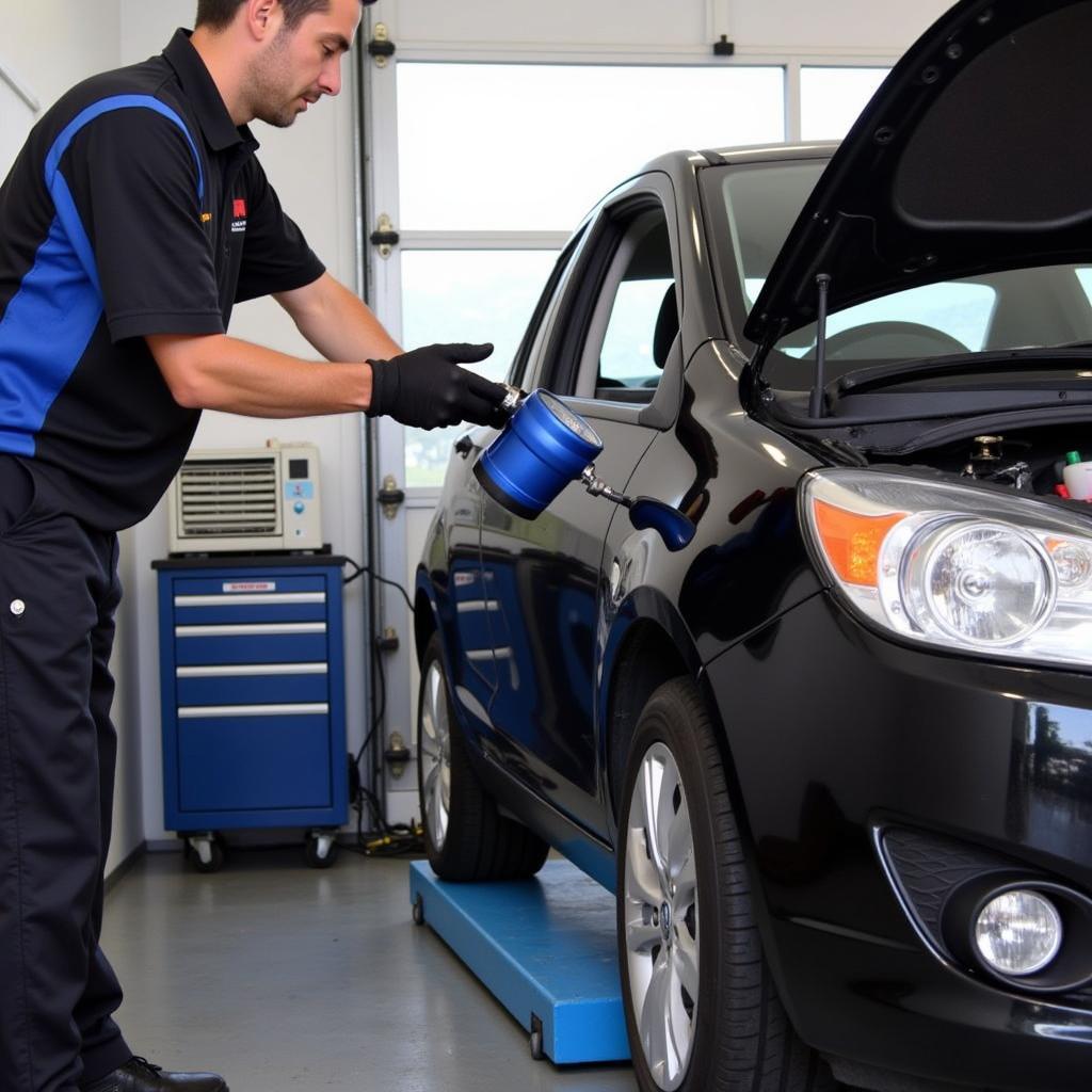 Regular Auto Aircon Maintenance Being Performed on a Car in the Isle of Wight