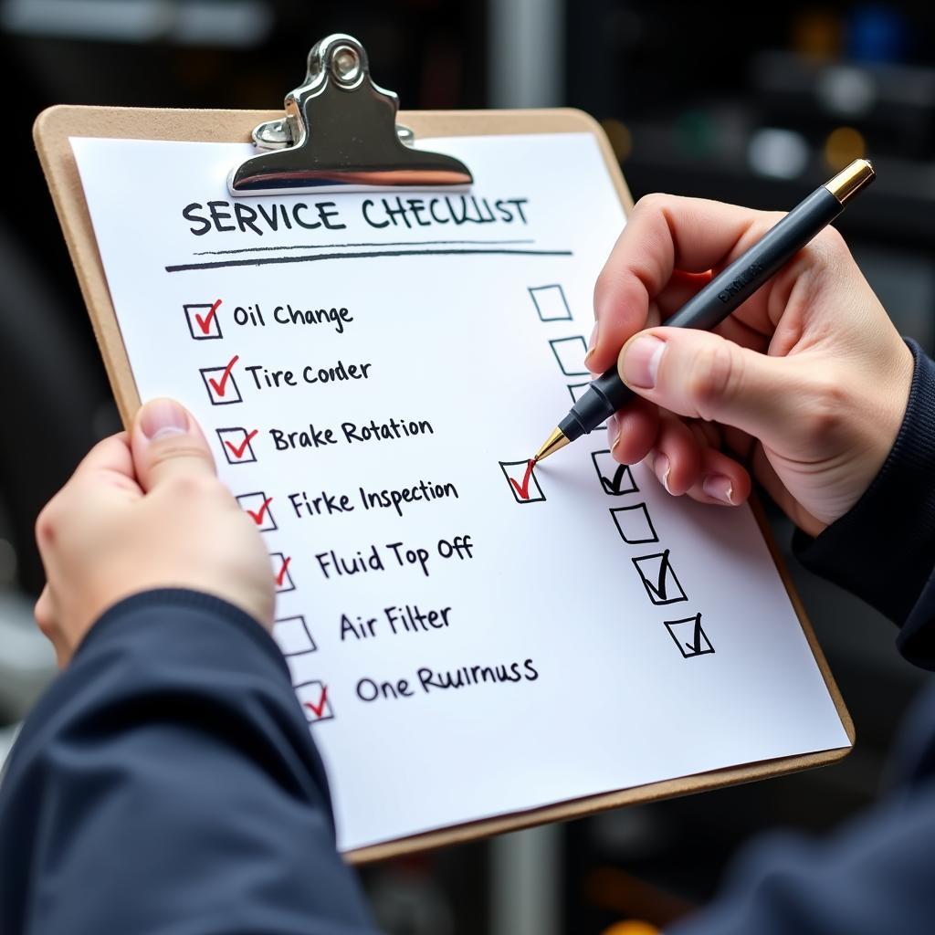 Regular Auto Service Maintenance Checklist