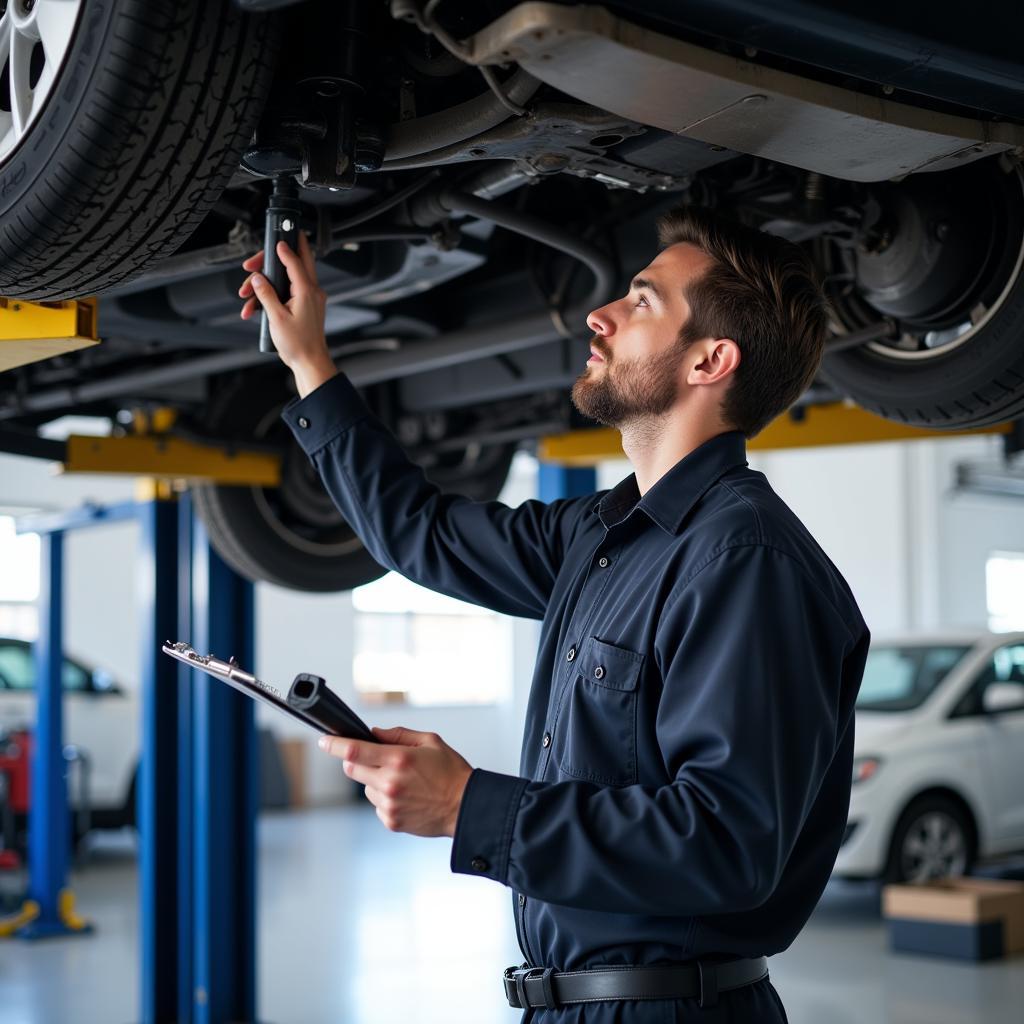 Mechanic Inspecting a Car Thoroughly